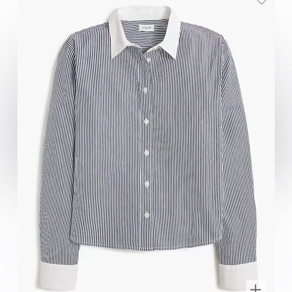 J. Crew Factory Striped modern button-up shirt with contrast collar - Picture 1 of 2